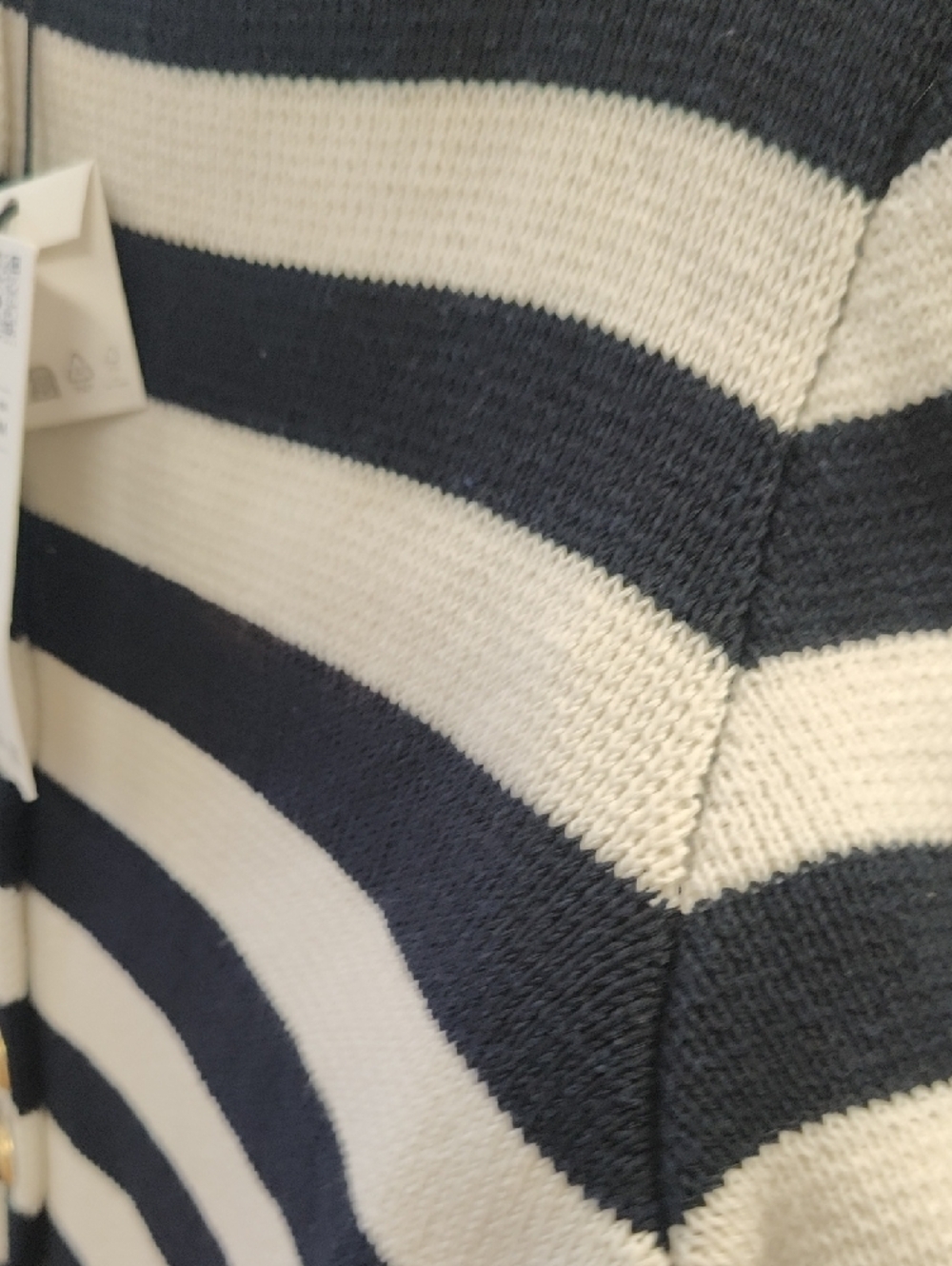 Zara Navy and White Striped Button Cardigan with Gold Buttons - Picture 5 of 6
